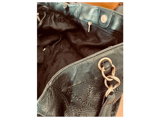 Borsa a spalla Chanel in pelle nera Nero - vista 9
