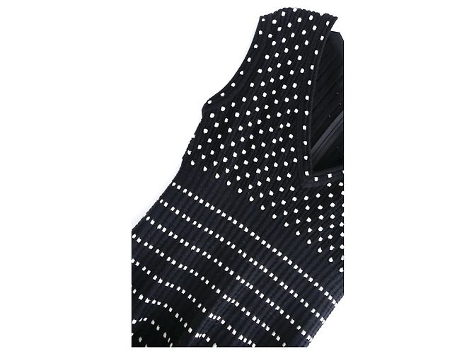Alaïa Alaia Schwarz-Weiß Strick Skaterkleid - Ansicht 3