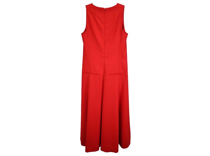 Vestido midi plisado sin mangas Akris en algodón rojo Roja - vista 2