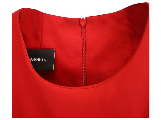 Vestido midi plisado sin mangas Akris en algodón rojo Roja - vista 4
