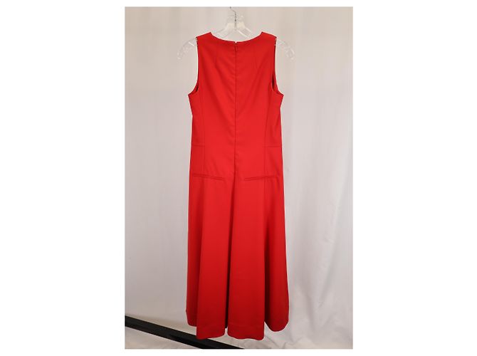 Vestido midi plisado sin mangas Akris en algodón rojo Roja - vista 6