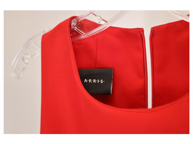 Vestido midi plisado sin mangas Akris en algodón rojo Roja - vista 7