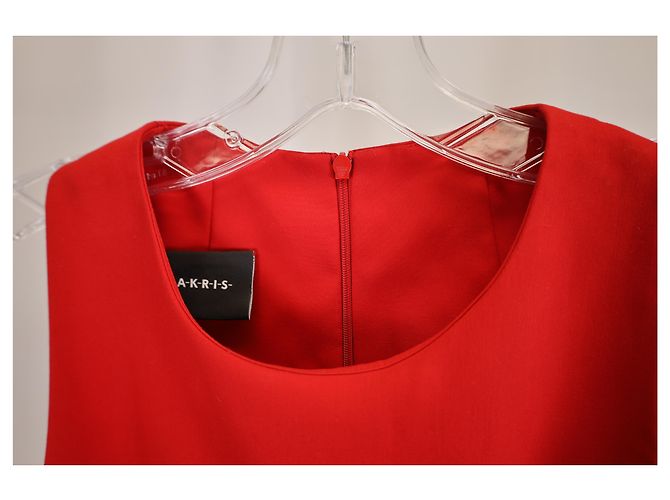 Vestido midi plisado sin mangas Akris en algodón rojo Roja - vista 8