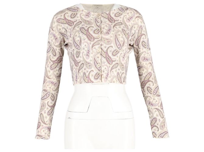 Beige Wolle Cropped Paisley Cardigan von Etro - Ansicht 4