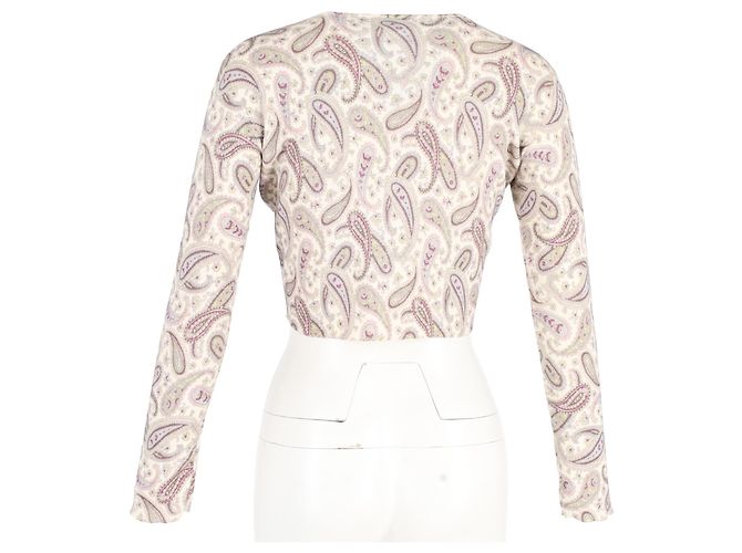 Beige Wolle Cropped Paisley Cardigan von Etro - Ansicht 6
