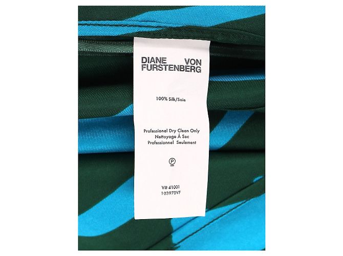 Vestido envolvente Diane von Furstenberg en seda verde Azul Azul claro - vista 11