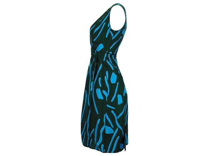 Vestido envolvente Diane von Furstenberg en seda verde Azul Azul claro - vista 2