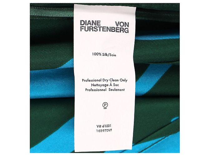 Vestido envolvente Diane von Furstenberg en seda verde Azul Azul claro - vista 6