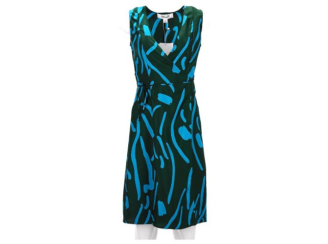 Vestido envolvente Diane von Furstenberg en seda verde Azul Azul claro - vista 7