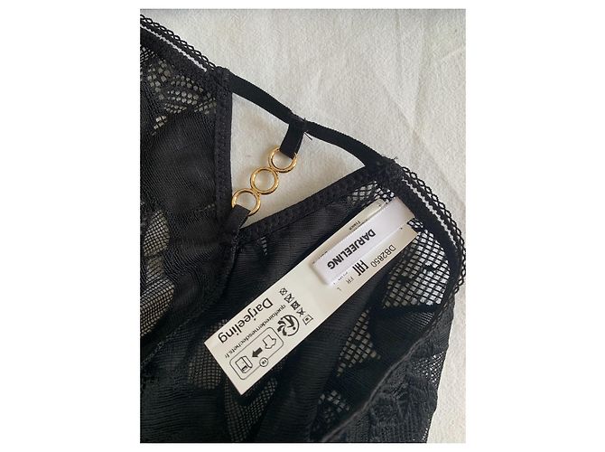 Autre Marque Darjeeling Spitzen Set Schwarz BH und String - Ansicht 7