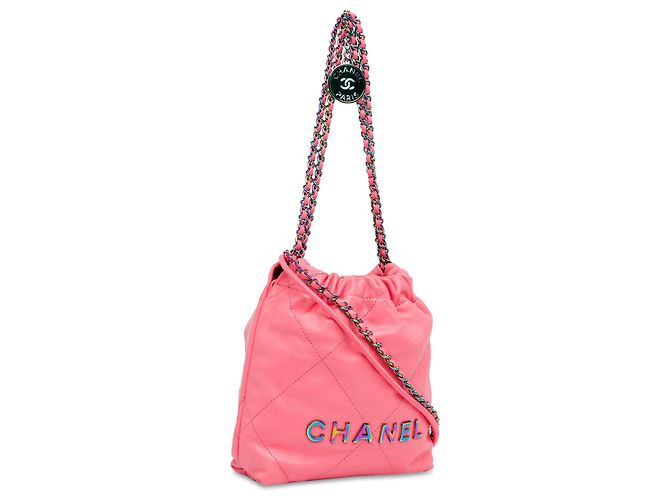 Borsa Chanel Mini Rosa in vitello lucido con hardware arcobaleno 22 - vista 2