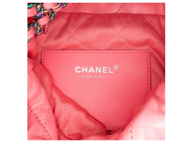 Borsa Chanel Mini Rosa in vitello lucido con hardware arcobaleno 22 - vista 6