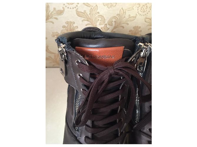 Dolce & Gabbana Brown Leather Boots Size 44 - view 6