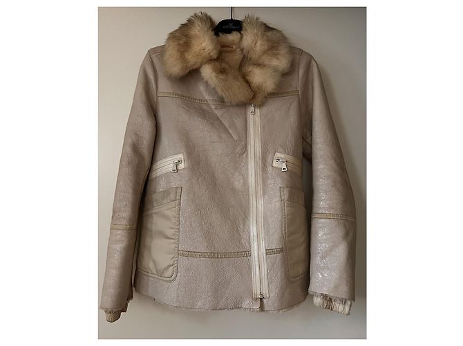 Prada Lammfelljacke mit Fuchsfellkragen beige - Ansicht 11