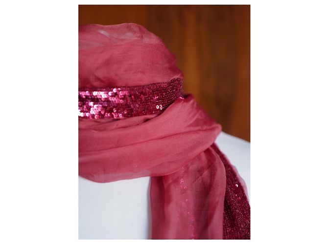 Autre Marque Foulard Jaliero Sarti in seta e paillettes bordeaux Rosso - vista 2