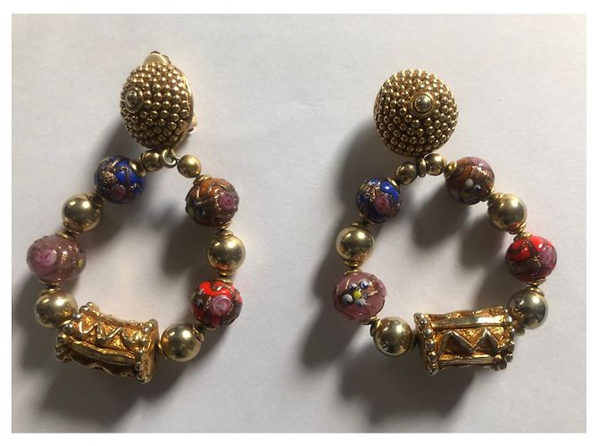Orecchini Millefiori in vetro Christian Lacroix placcati oro Multicolore - vista 2
