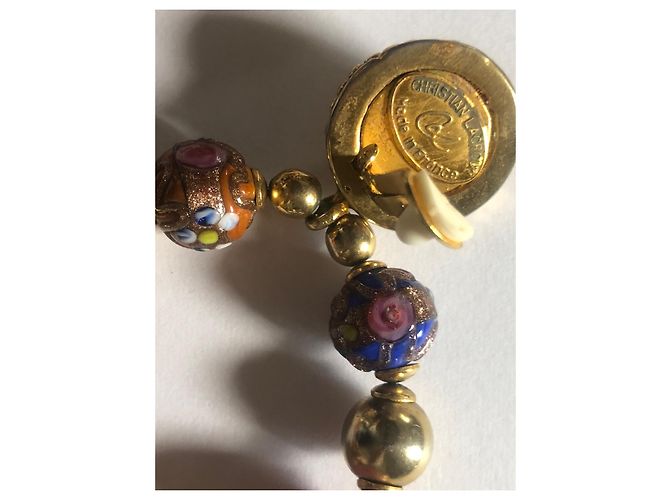 Orecchini Millefiori in vetro Christian Lacroix placcati oro Multicolore - vista 6