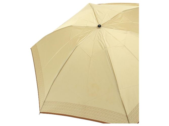 FENDI Zucchino Canvas Faltregenschirm aus Nylon Beige Auth bs14907 - Ansicht 2