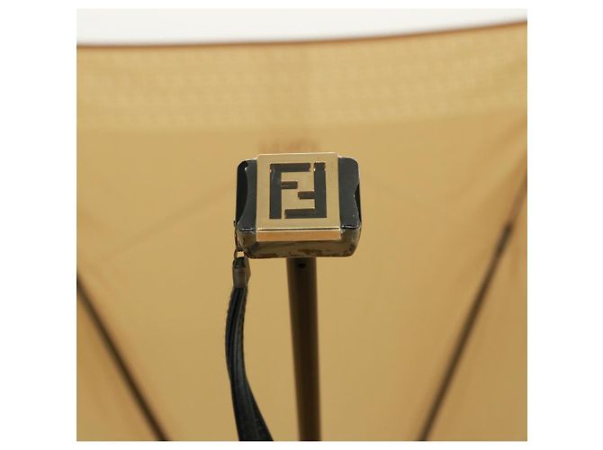 FENDI Zucchino Canvas Faltregenschirm aus Nylon Beige Auth bs14907 - Ansicht 9