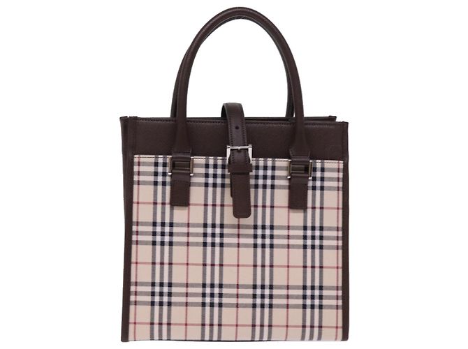 Borsa a mano in nylon a quadri Nova di Burberry beige Auth mr245 - vista 13