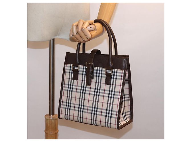 Borsa a mano in nylon a quadri Nova di Burberry beige Auth mr245 - vista 23