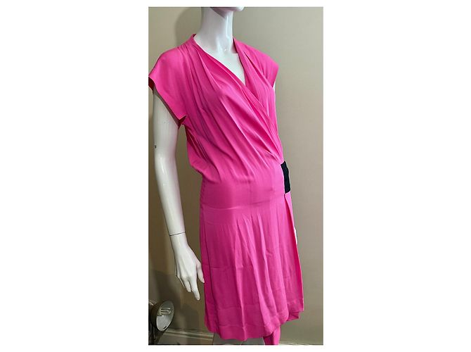 Diane Von Furstenberg Vestido envolvente Folie DvF de crepé de seda Negro Rosa - vista 2