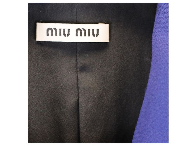 Giacca da sera doppiopetto Miu Miu in lana blu - vista 2