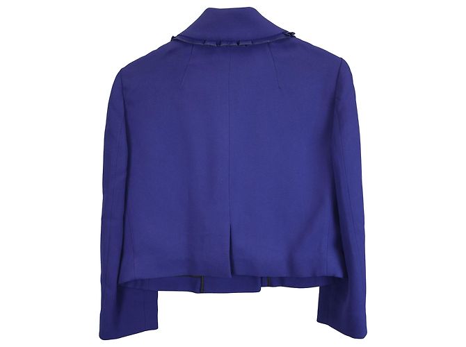 Giacca da sera doppiopetto Miu Miu in lana blu - vista 3