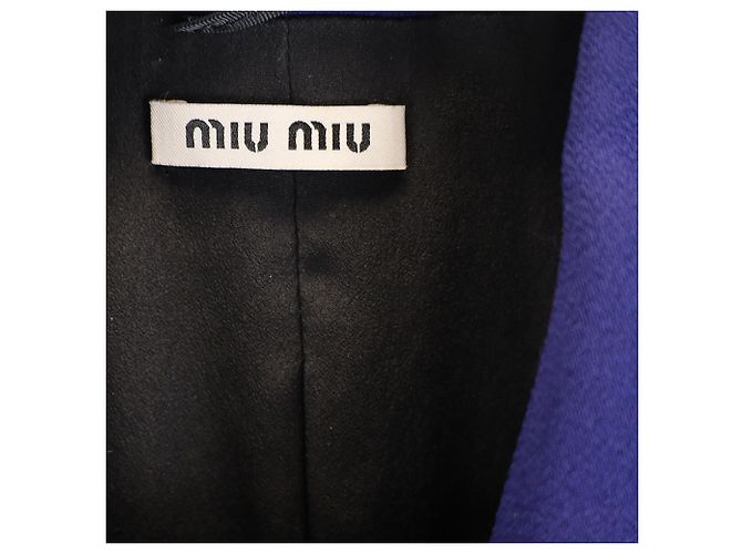 Giacca da sera doppiopetto Miu Miu in lana blu - vista 4