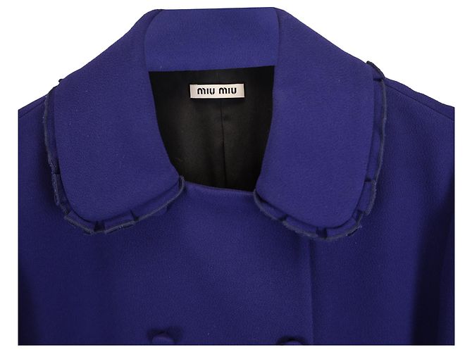Giacca da sera doppiopetto Miu Miu in lana blu - vista 5