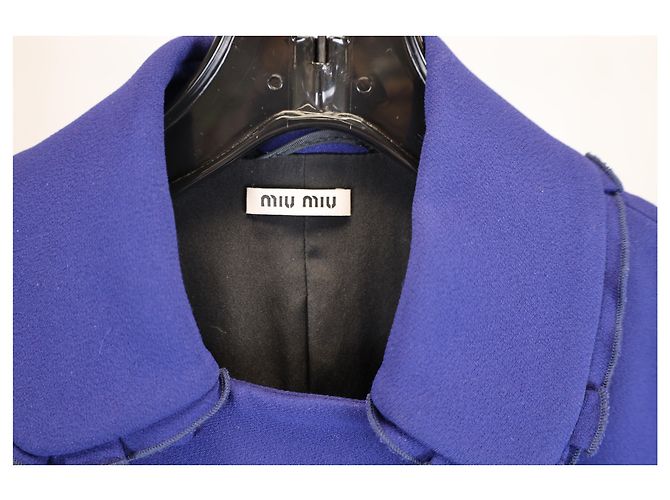Giacca da sera doppiopetto Miu Miu in lana blu - vista 7