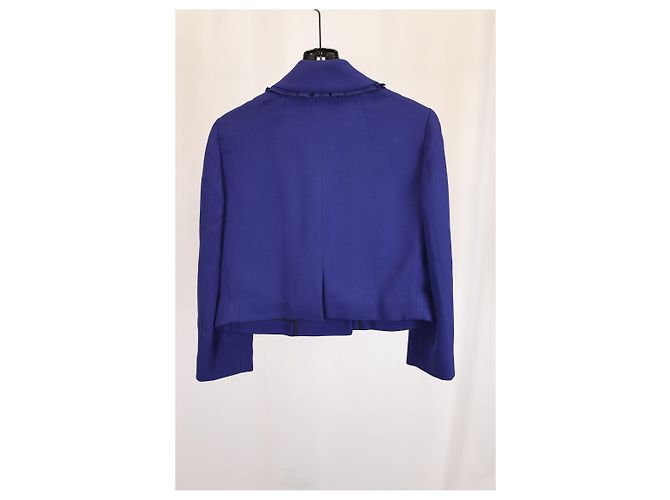 Giacca da sera doppiopetto Miu Miu in lana blu - vista 8