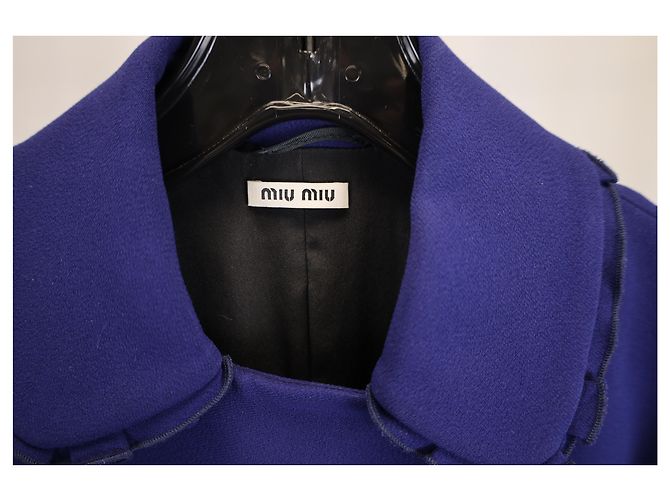 Giacca da sera doppiopetto Miu Miu in lana blu - vista 9