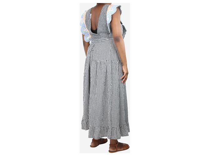 Stella Nova Vestido midi envolvente de cuadros negros - talla UK 12 - vista 2