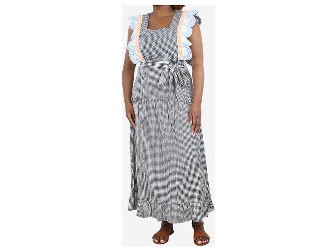 Stella Nova Vestido midi envolvente de cuadros negros - talla UK 12 - vista 3