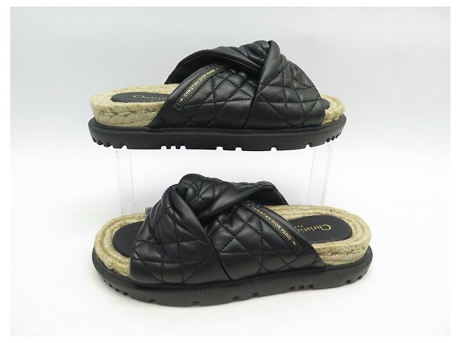 NEUN DIOR ESPADRILLES CANNAGE MD0122 37.5 SCHWARZLEDER + TASCHE - Ansicht 3