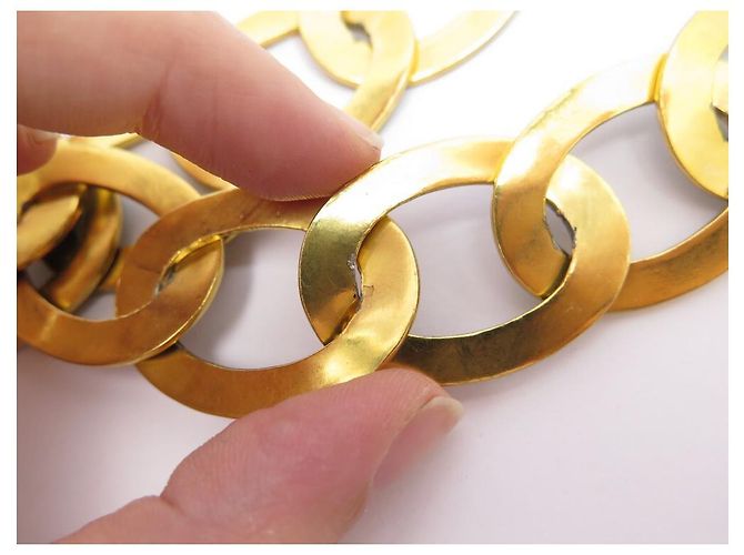 CHANEL GÜRTEL RINGE MEDAILLON LOGO CC 65 BIS 80 CM GOLDMETALL EMAILLE GÜRTEL Golden - Ansicht 8