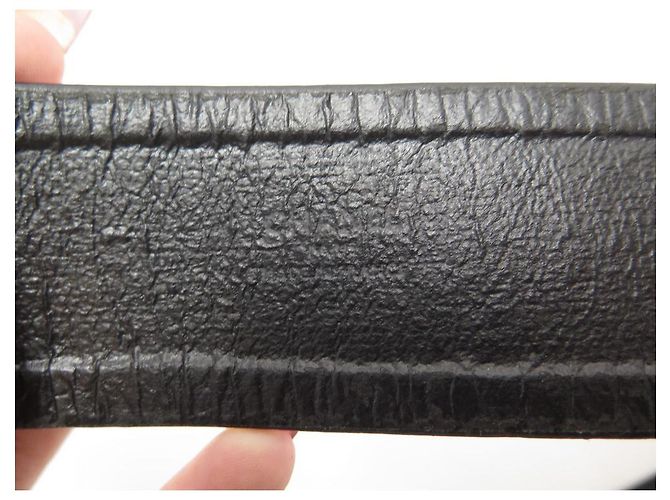VINTAGE CHANEL GÜRTEL GROSSES LOGO MEDAILLON AUS SCHWARZEM LEDER 70 - Ansicht 13