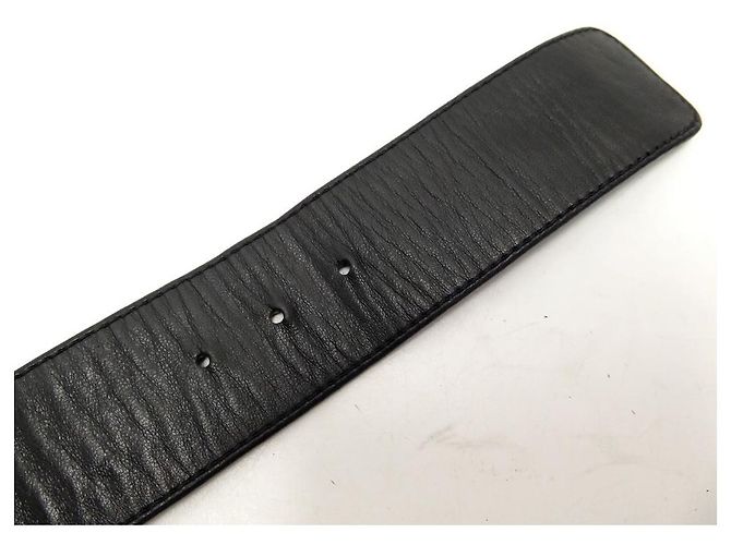 VINTAGE CHANEL GÜRTEL GROSSES LOGO MEDAILLON AUS SCHWARZEM LEDER 70 - Ansicht 8