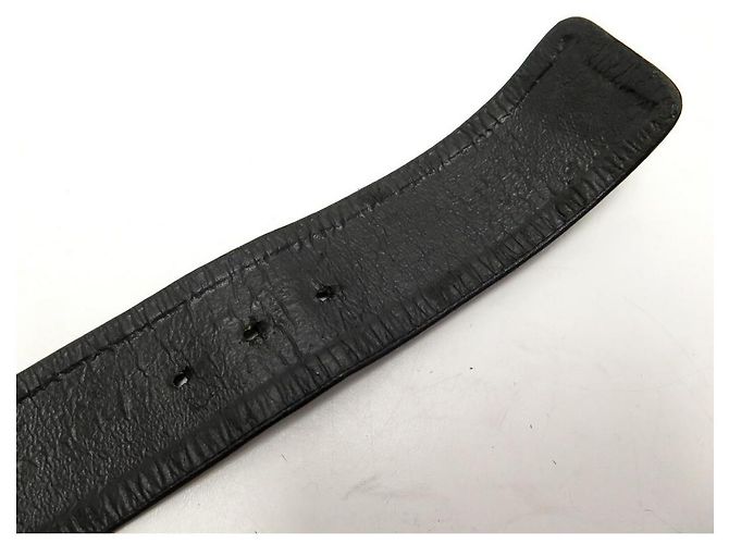 VINTAGE CHANEL GÜRTEL GROSSES LOGO MEDAILLON AUS SCHWARZEM LEDER 70 - Ansicht 9