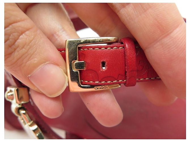 SANDALI CON TACCO GUCCI 36.5 IN CUOIO MONOGRAMMA GUCCISSIMA ROSSO - vista 10