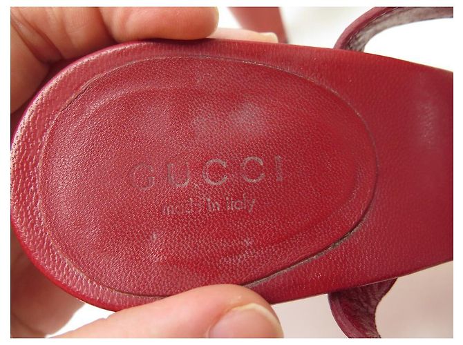 SANDALI CON TACCO GUCCI 36.5 IN CUOIO MONOGRAMMA GUCCISSIMA ROSSO - vista 8