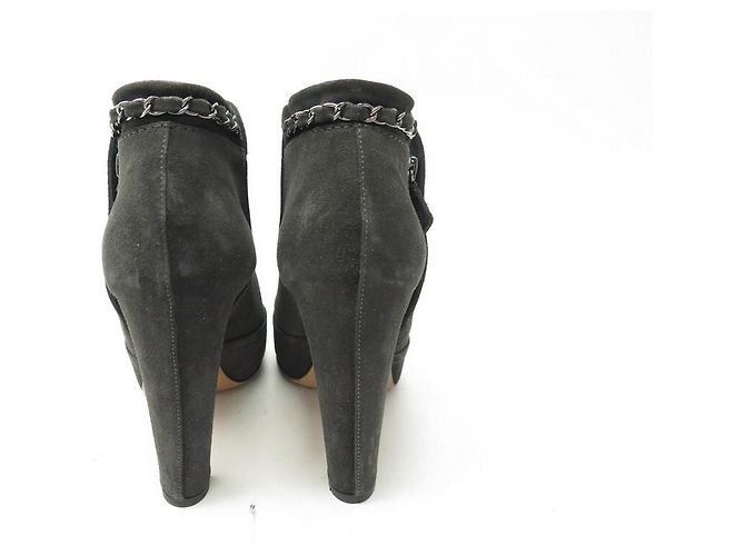 ZAPATOS CHANEL BOTINES DE TACÓN G29928 39 EN SEDA GRIS - vista 5