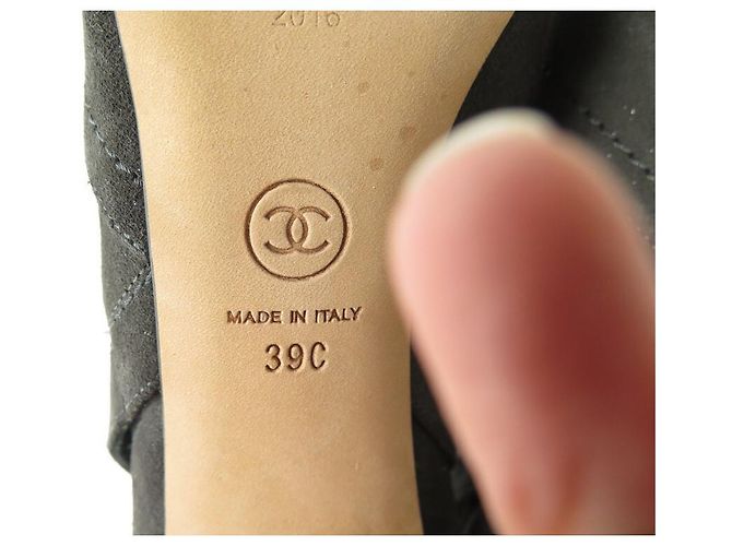 ZAPATOS CHANEL BOTINES DE TACÓN G29928 39 EN SEDA GRIS - vista 7