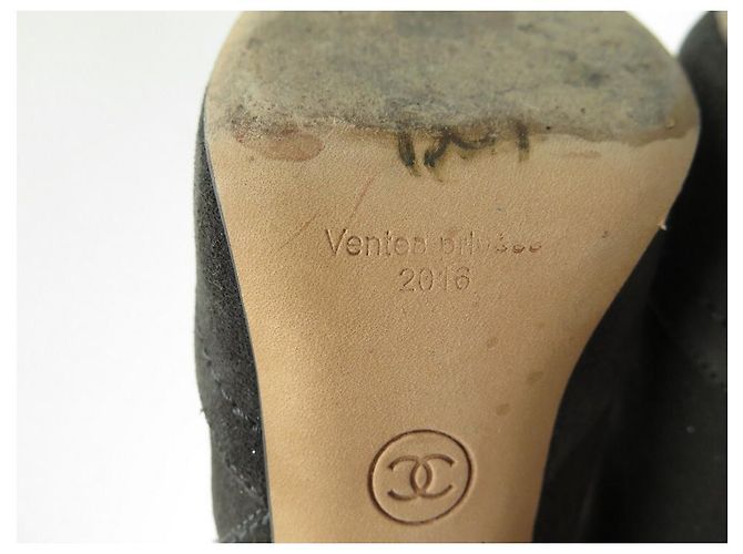 ZAPATOS CHANEL BOTINES DE TACÓN G29928 39 EN SEDA GRIS - vista 8