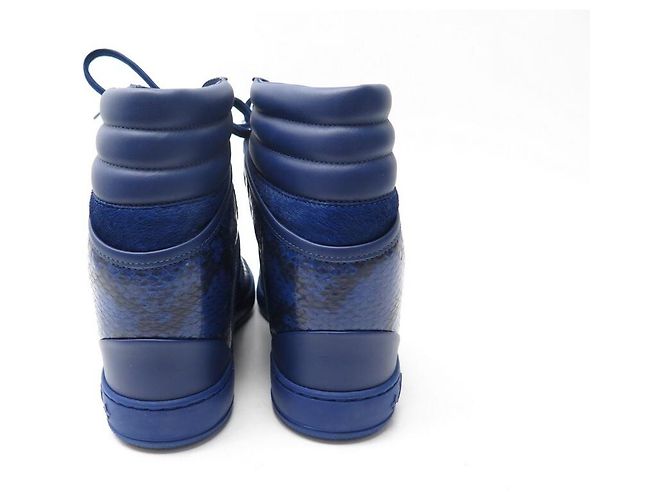 NEUE LOUIS VUITTON POSTMARK 38.5 KALBS- UND PYTHON-WEDGE-SNEAKERS Blau - Ansicht 5