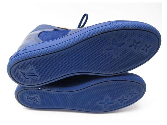 NEUE LOUIS VUITTON POSTMARK 38.5 KALBS- UND PYTHON-WEDGE-SNEAKERS Blau - Ansicht 6
