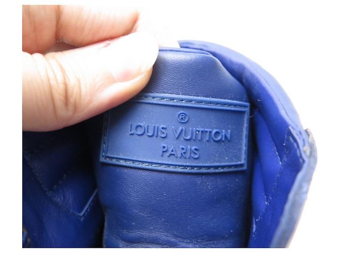 NEUE LOUIS VUITTON POSTMARK 38.5 KALBS- UND PYTHON-WEDGE-SNEAKERS Blau - Ansicht 9