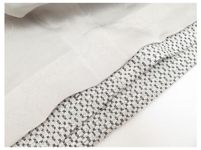 VESTIDO RECTO CHANEL P40448 S 36 EN TWEED BLANCO CON MANGAS CORTAS - vista 11