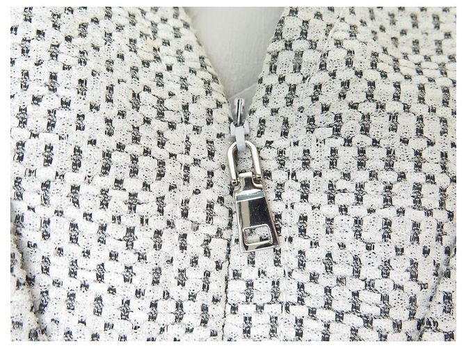 VESTIDO RECTO CHANEL P40448 S 36 EN TWEED BLANCO CON MANGAS CORTAS - vista 12